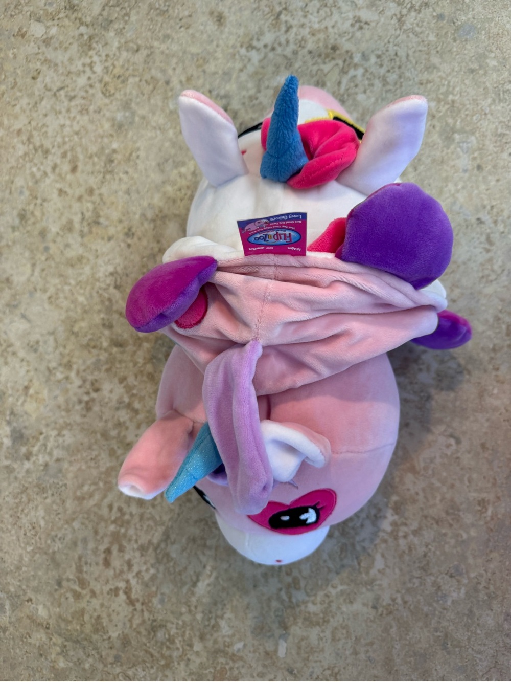 Kids Plush Pink Unicorn Stuffed Animal with Purple Accents